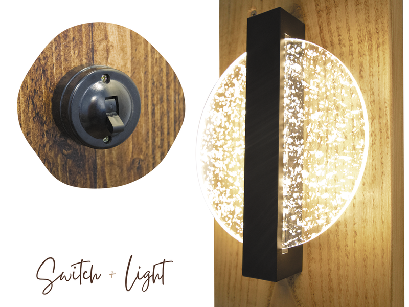 Floating Bedside Table With Silver Sparkle Light - Pheasant Manor Furniture