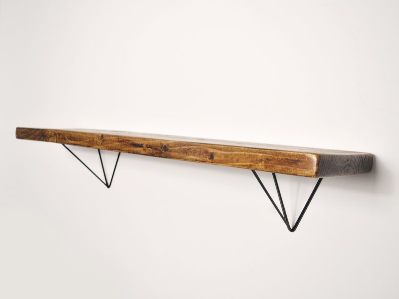 hairpin shelf with brackets for a modern home.