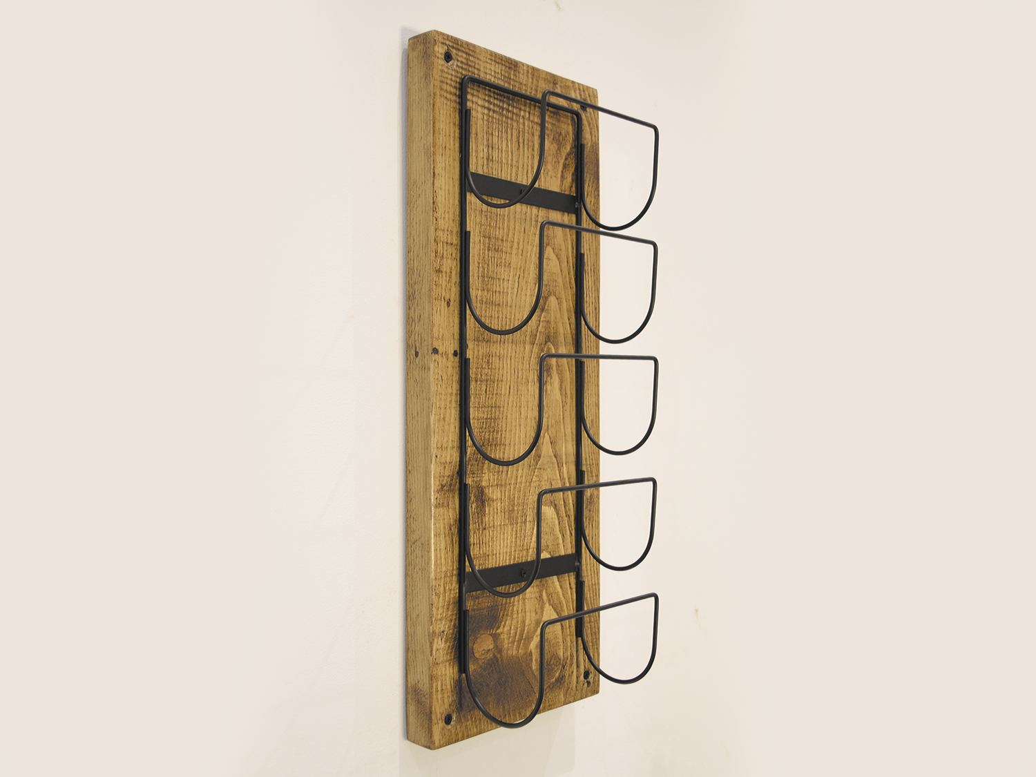 wooden wine rack made from a wooden shelf