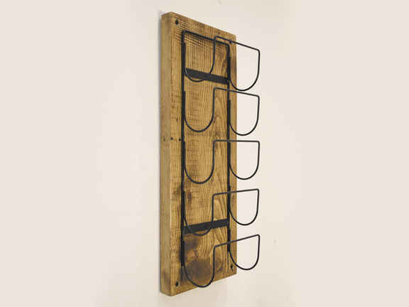 wooden wine rack made from a wooden shelf