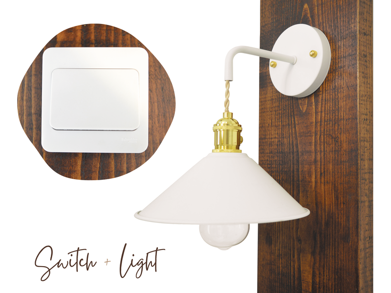 Floating Bedside Table With White Lampshade - Pheasant Manor Furniture