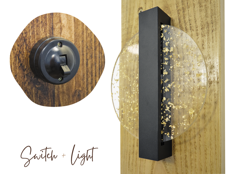 Floating Bedside Table With Gold Sparkle Light - Pheasant Manor Furniture