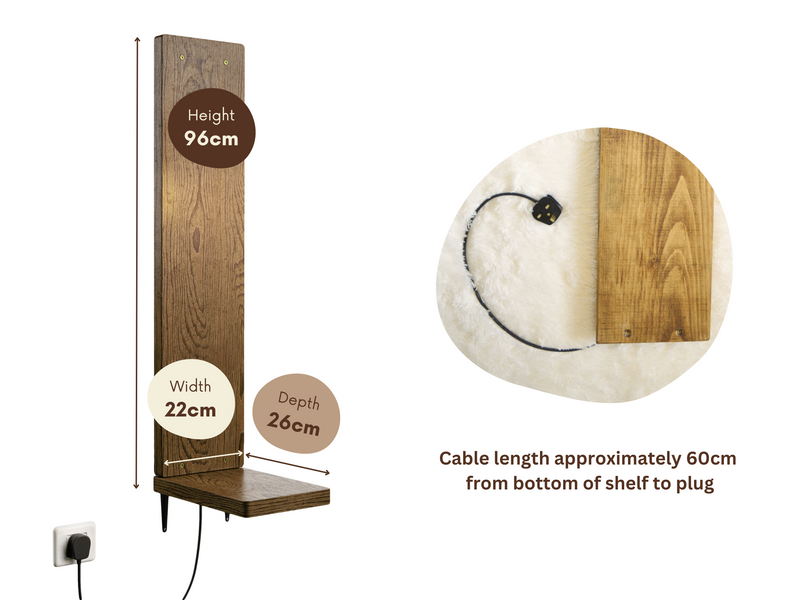 Floating Bedside Table With White Reading Light & USB - Pheasant Manor Furniture