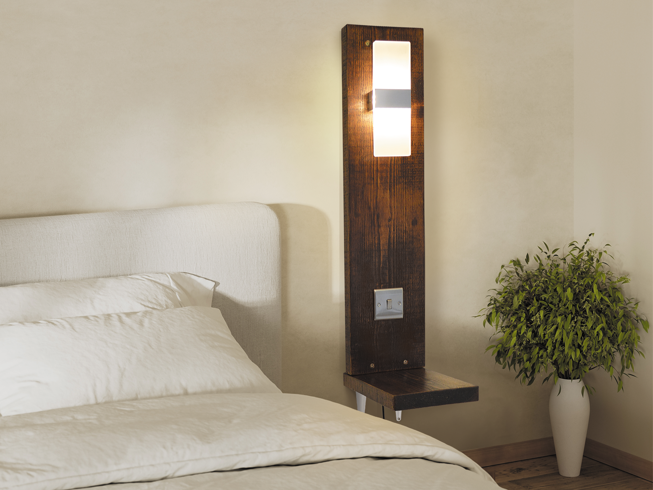 Floating Bedside Table With Modern Light