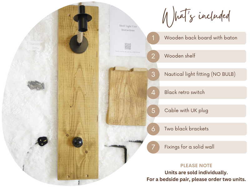 Floating Bedside Table With Nautical Light - Pheasant Manor Furniture